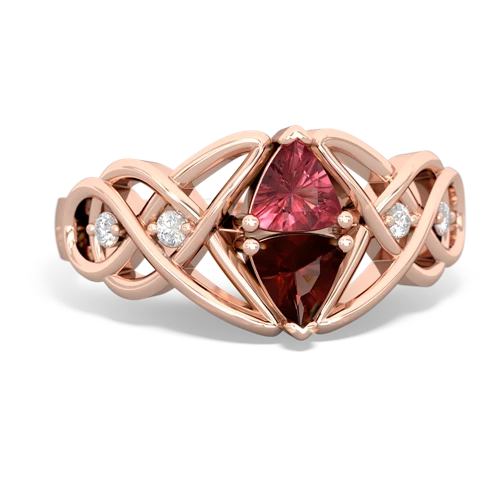 Pink Tourmaline Genuine Pink Tourmaline with Genuine Garnet Keepsake Celtic Knot ring Ring