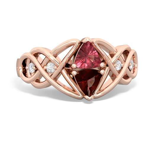 tourmaline-garnet celtic knot ring