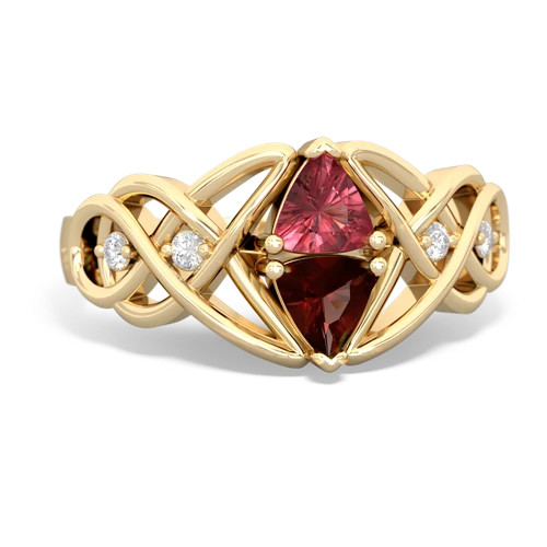 tourmaline-garnet celtic knot ring