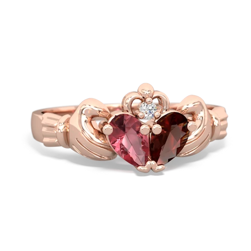Pink Tourmaline Genuine Pink Tourmaline with Genuine Garnet Claddagh ring Ring