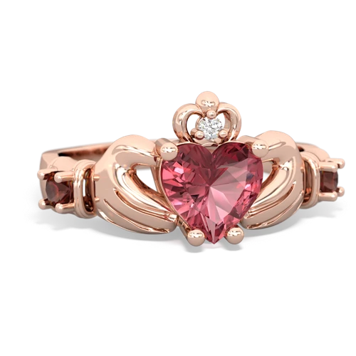 Pink Tourmaline Genuine Pink Tourmaline with Genuine Garnet and Genuine Black Onyx Claddagh ring Ring