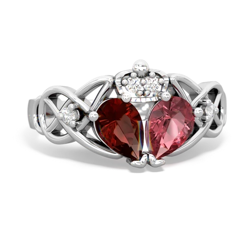 tourmaline-garnet claddagh ring