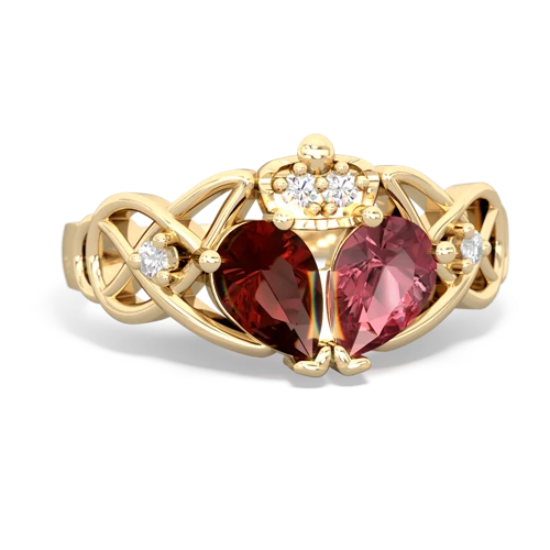 tourmaline-garnet claddagh ring