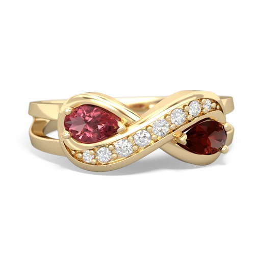 tourmaline-garnet diamond infinity ring