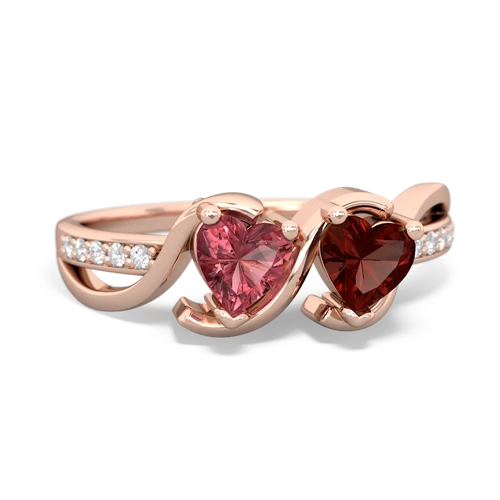 tourmaline-garnet double heart ring