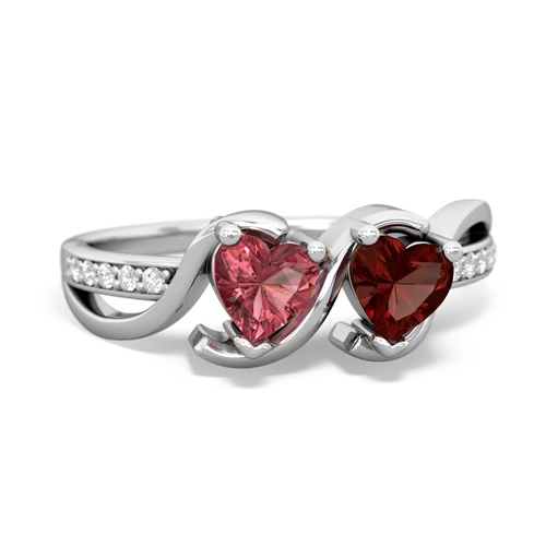 tourmaline-garnet double heart ring