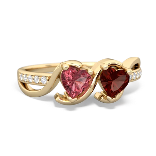 tourmaline-garnet double heart ring