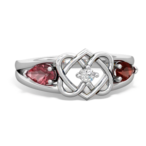 tourmaline-garnet double heart ring