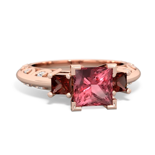 Pink Tourmaline Genuine Pink Tourmaline with Genuine Garnet and  Art Deco ring Ring