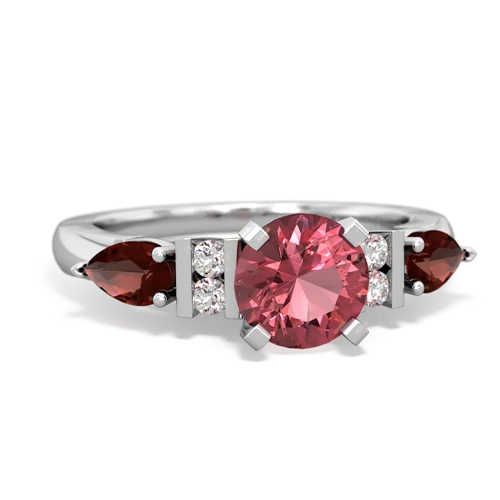 Pink Tourmaline Genuine Pink Tourmaline with Genuine Garnet and  Engagement ring Ring