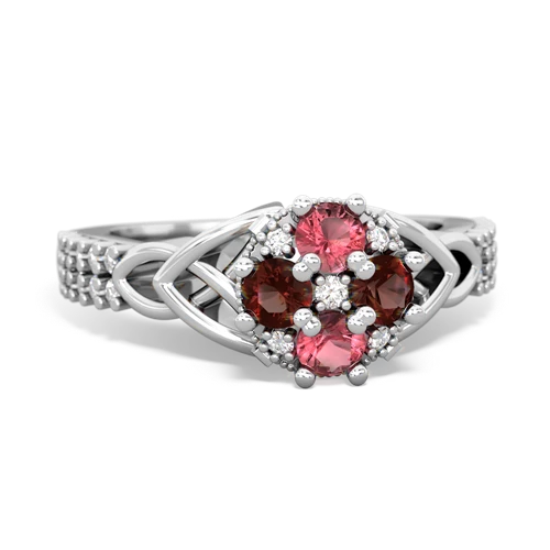 Pink Tourmaline Genuine Pink Tourmaline with Genuine Garnet Celtic Knot Engagement ring Ring