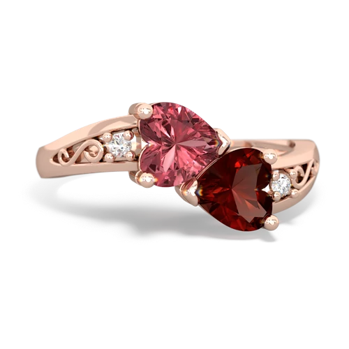 tourmaline-garnet filligree ring