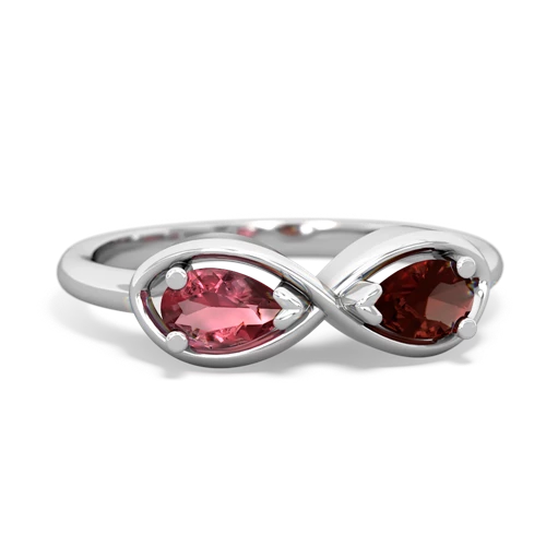 Pink Tourmaline Genuine Pink Tourmaline with Genuine Garnet Infinity ring Ring
