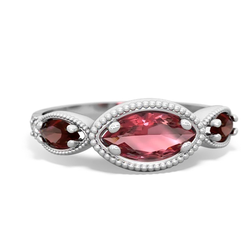 tourmaline-garnet milgrain marquise ring