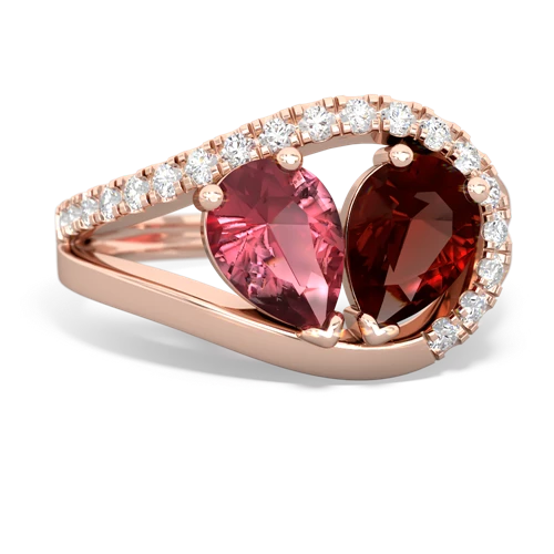 tourmaline-garnet pave heart ring