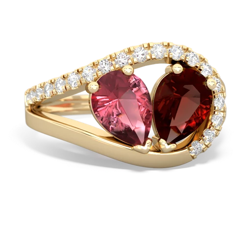 tourmaline-garnet pave heart ring