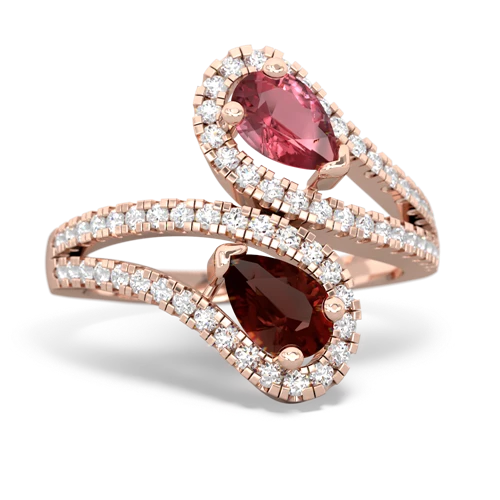 Pink Tourmaline Genuine Pink Tourmaline with Genuine Garnet Diamond Dazzler ring Ring