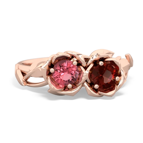 Pink Tourmaline Genuine Pink Tourmaline with Genuine Garnet Rose Garden ring Ring