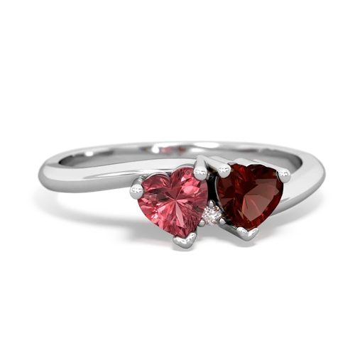 Pink Tourmaline Genuine Pink Tourmaline with Genuine Garnet Sweetheart's Promise ring Ring