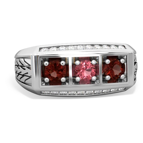 tourmaline-garnet three stone ring