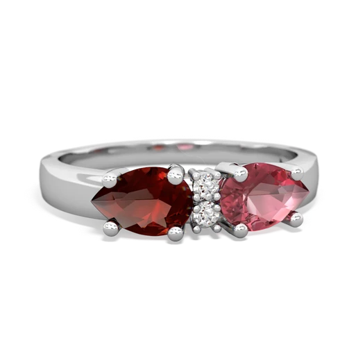 Pink Tourmaline Genuine Pink Tourmaline with Genuine Garnet Pear Bowtie ring Ring