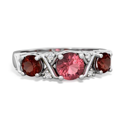 Pink Tourmaline Genuine Pink Tourmaline with Genuine Garnet and  Hugs and Kisses ring Ring