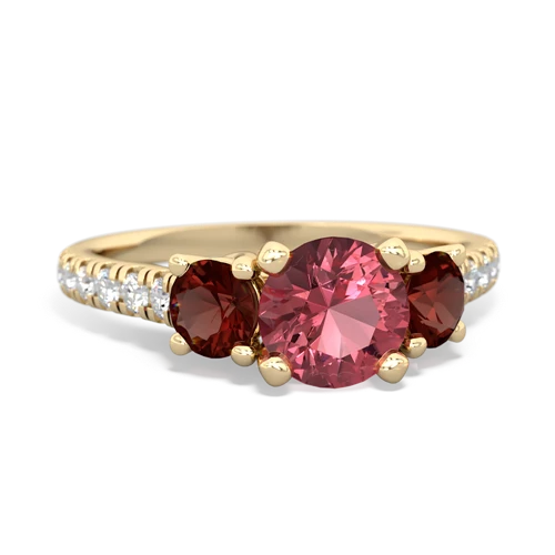 Pink Tourmaline Genuine Pink Tourmaline with Genuine Garnet and  Pave Trellis ring Ring