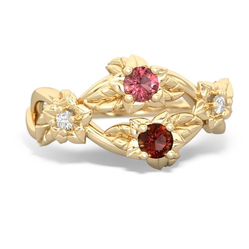 Pink Tourmaline Genuine Pink Tourmaline with Genuine Garnet Sparkling Bouquet ring Ring
