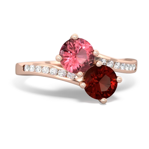 Pink Tourmaline Genuine Pink Tourmaline with Genuine Garnet Keepsake Two Stone ring Ring