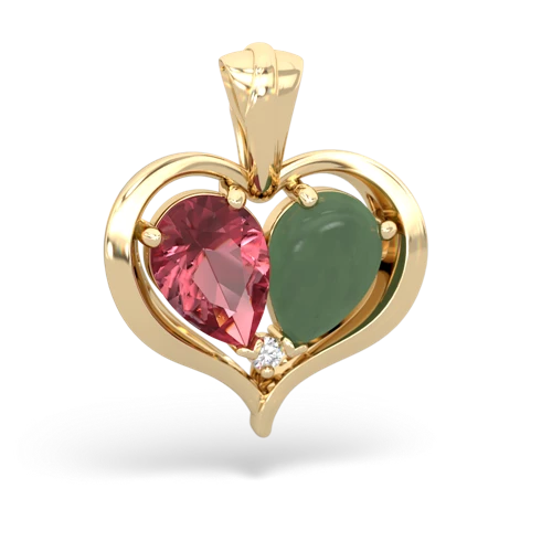 tourmaline-jade half heart whole pendant