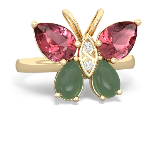 tourmaline-jade butterfly ring