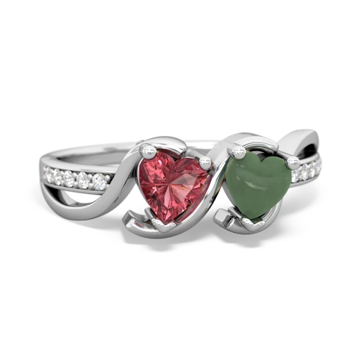 tourmaline-jade double heart ring