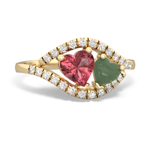 tourmaline-jade mother child ring