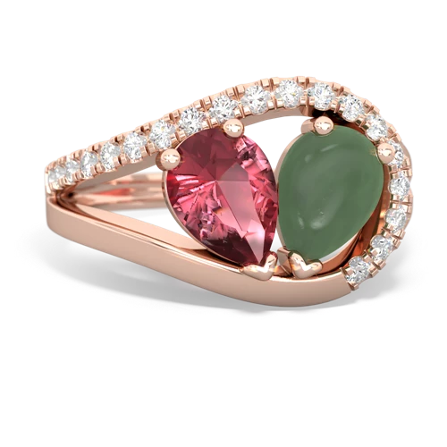 tourmaline-jade pave heart ring