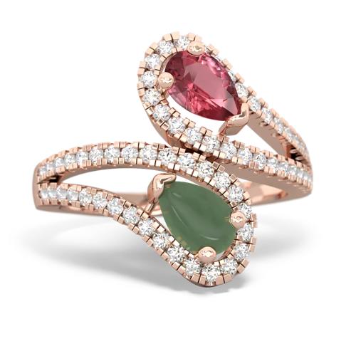 tourmaline-jade pave swirls ring