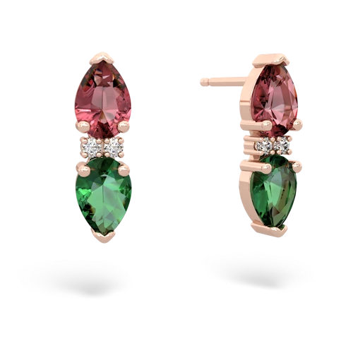 tourmaline-lab emerald bowtie earrings