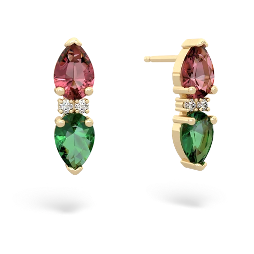 tourmaline-lab emerald bowtie earrings