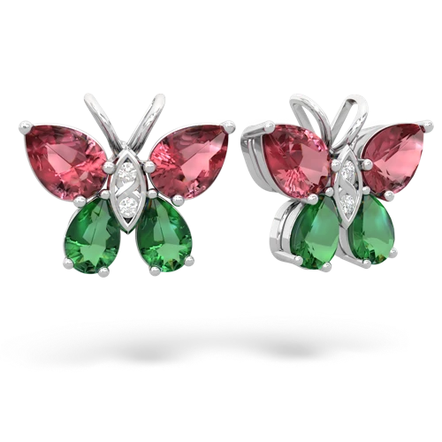tourmaline-lab emerald butterfly earrings