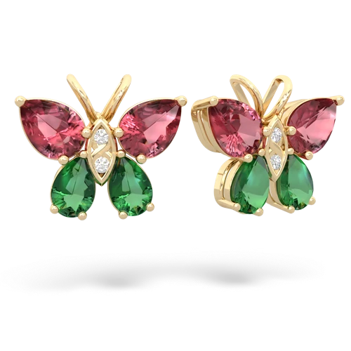 tourmaline-lab emerald butterfly earrings