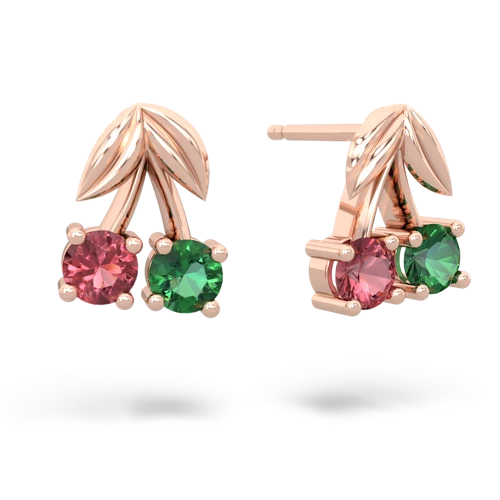 tourmaline-lab emerald cherries earrings