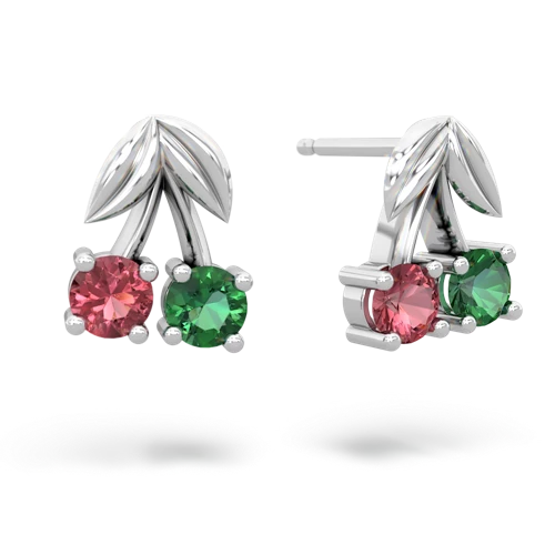 tourmaline-lab emerald cherries earrings