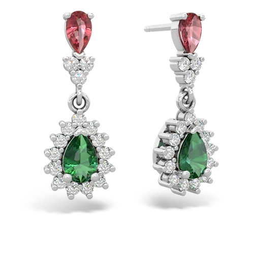 tourmaline-lab emerald dangle earrings