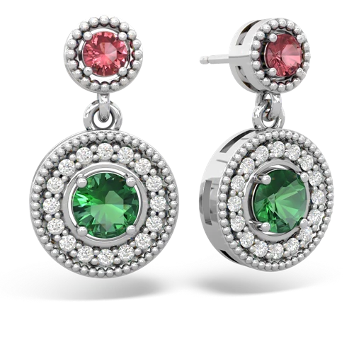 tourmaline-lab emerald halo earrings