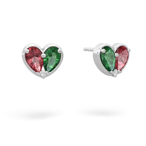 tourmaline-lab emerald one heart earrings