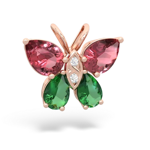 tourmaline-lab emerald butterfly pendant