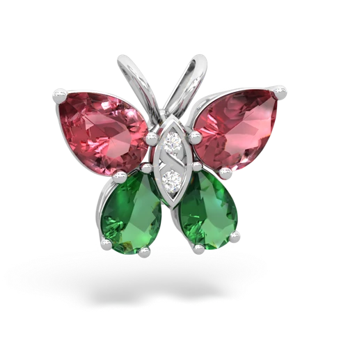 tourmaline-lab emerald butterfly pendant