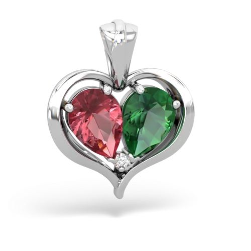 Pink Tourmaline Genuine Pink Tourmaline with Lab Created Emerald Two Become One pendant Pendant