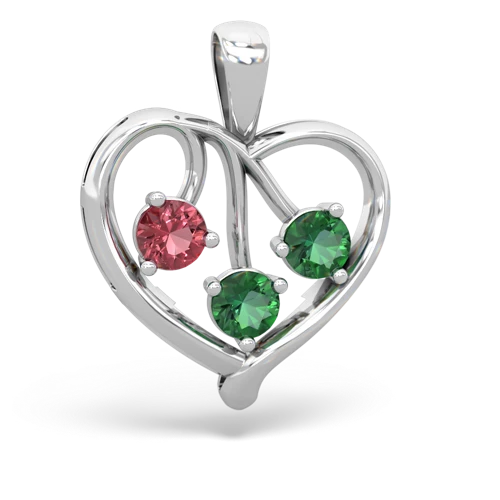 Pink Tourmaline Genuine Pink Tourmaline with Lab Created Emerald and Genuine Swiss Blue Topaz Glowing Heart pendant Pendant