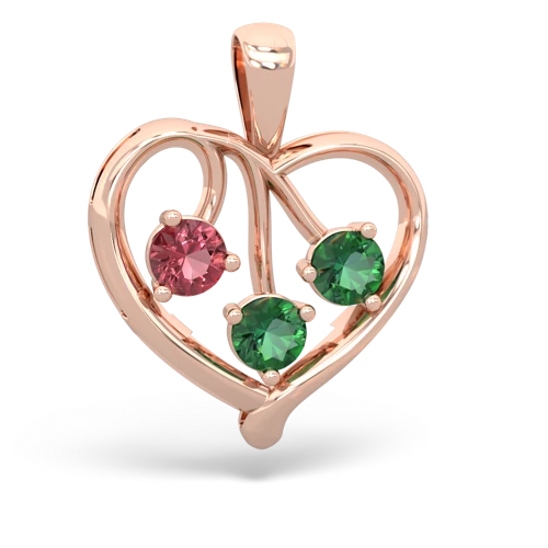 tourmaline-lab emerald love heart pendant