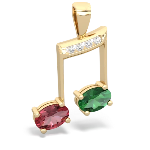 tourmaline-lab emerald music notes pendant